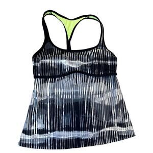 Nike Women's black white volt green bra top size S (padded) swim tankini top